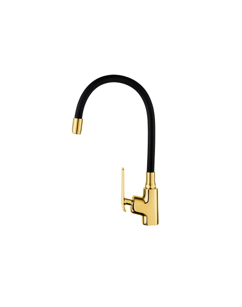 Zdjęcie: Bateria zlewozmywakowa z elastyczną wylewką i systemem Eco Start Ligaria, złoty/czarna INVENA