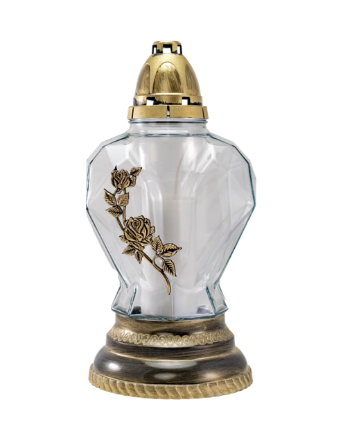 Zdjęcie: Znicz szklany Z 1325 serce róże złoty 30 cm KERTI