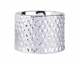 Świecznik porcelanowy Relief 6,5x6,5x4,5 cm srebrny ALTOMDESIGN