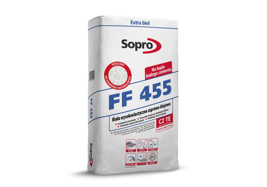 Zdjęcie: Zaprawa klejowa wysokoelastyczna biała FF 455 25 kg SOPRO