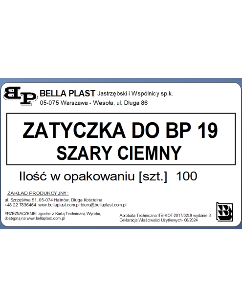 Zdjęcie: Zatyczka PVC do listwy do boniowania BP19, BP19 CAP szary ciemny BELLA PLAST