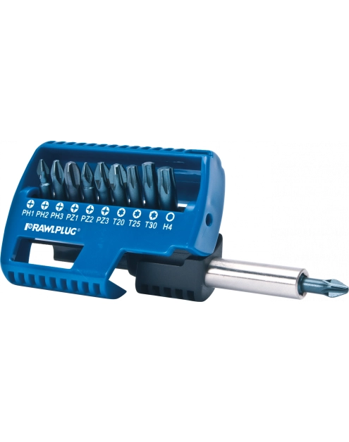 Zdjęcie: Zestaw bitów 25 mm PZ1 PZ2, PZ3, PH1, PH2,PH3, T20, T25, T30 adapter 60 mm - blister - RAWLPLUG