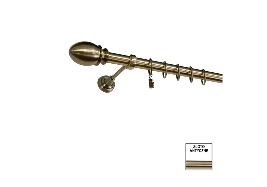 Zdjęcie: Karnisz pojedynczy Zeus fi 25 mm - 240 cm owal złoto KARWEL