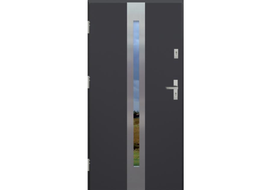 Zdjęcie: Drzwi zewnętrzne stalowo-drewniane Disting Otello 08 Antracyt 100 cm lewe KR CENTER