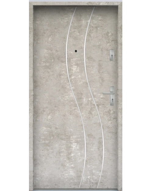 Zdjęcie: Drzwi wejściowe do mieszkań Bastion R-59 Beton naturalny 80 cm lewe OSPŁ KR CENTER