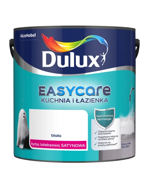 Zdjęcie: Farba lateksowa Kuchnia&Łazienka Biały satynowy 2,5 L Easy Care DULUX