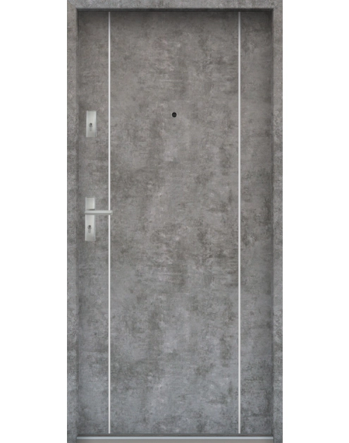 Zdjęcie: Drzwi wejściowe do mieszkań Bastion A-34 Beton srebrny 80 cm (NW) prawe ODO KR CENTER