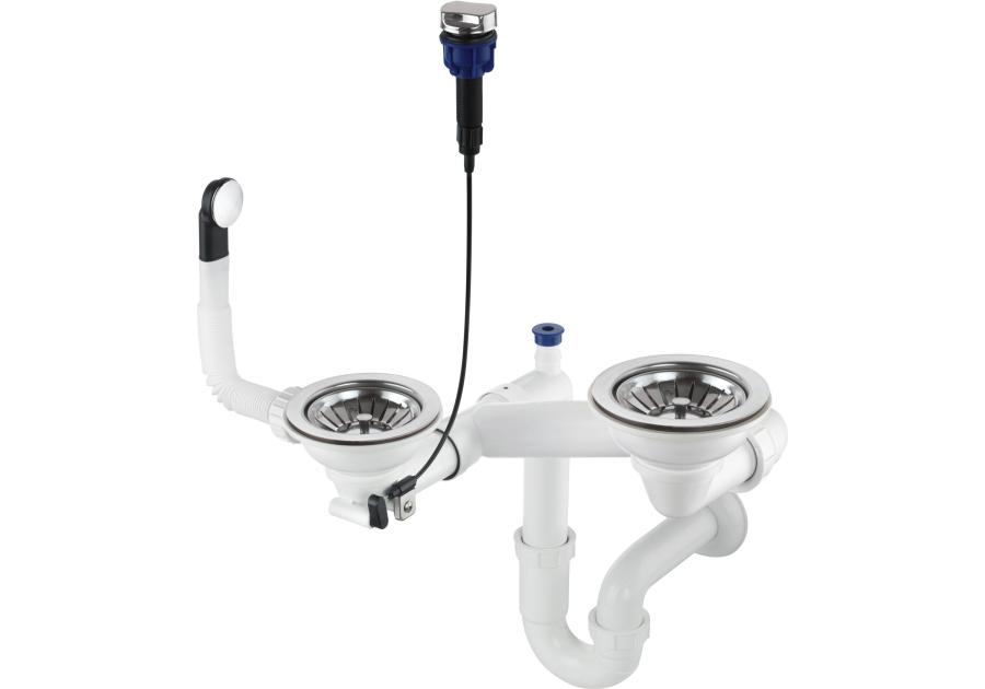 Zdjęcie: Syfon do zlewozmywaka granitowego 1.5- i 2-komorowego - Space-Saver Space-Saver stal DEANTE