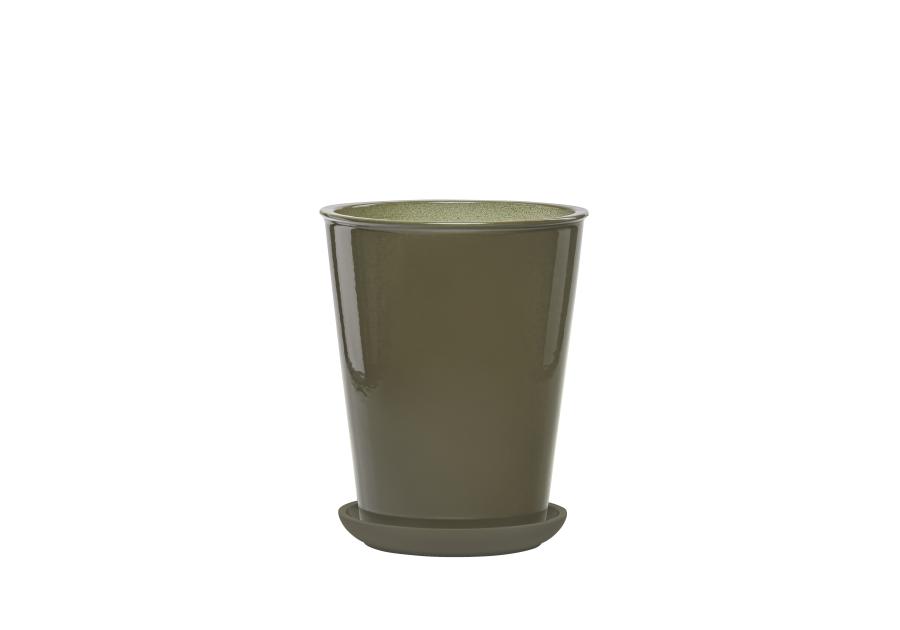 Zdjęcie: Donica szkliwiona mrozoodporna Palma 22x26 cm oliwkowy FLOWERPOT