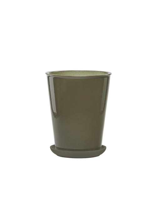 Zdjęcie: Donica szkliwiona mrozoodporna Palma 22x26 cm oliwkowy FLOWERPOT