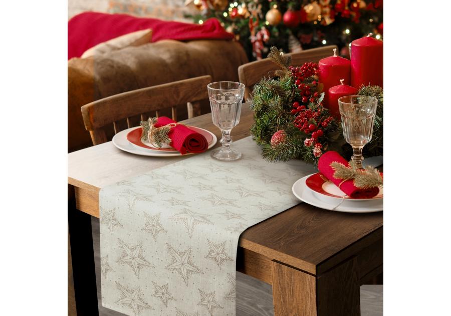 Zdjęcie: Bieżnik świąteczny Winter 40x180 cm kremowo-złoty EUROFIRANY