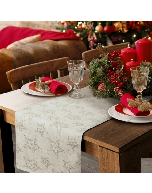 Zdjęcie: Bieżnik świąteczny Winter 40x180 cm kremowo-złoty EUROFIRANY