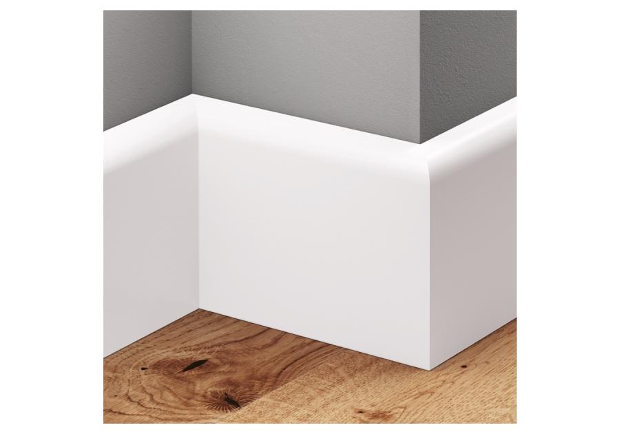 Zdjęcie: Listwa przypodłogowa MDF Biały RAL 9003 okleina półmat 8x1,3 cm zaokrąglona  220 cm CEZAR