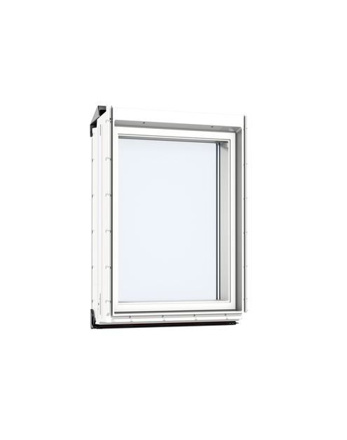 Zdjęcie: Okno kolankowe VIU MK35 0062 drewniano-poliuretanowe, stały element pionowy, 3-szybowe VELUX