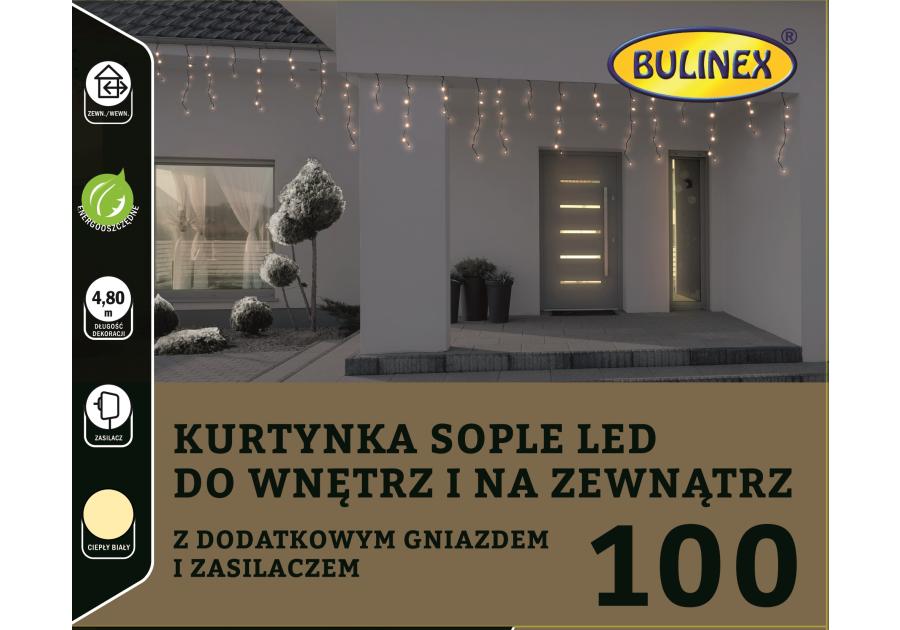 Zdjęcie: Kurtyna Sople 100 lampek - 5 m biały biały ciepły BULINEX