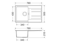 Zdjęcie: Zlewozmywak granitowy Fashion 1-komorowy z ociekaczem 78x50x21,5 cm grafitowy z baterią MILÓ
