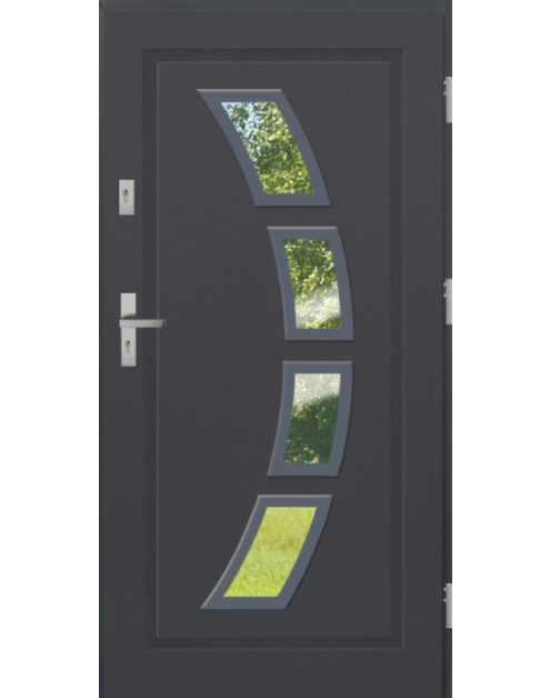 Zdjęcie: Drzwi zewnętrzne stalowo-drewniane Disting Mario 03 Antracyt 90 cm prawe KR CENTER