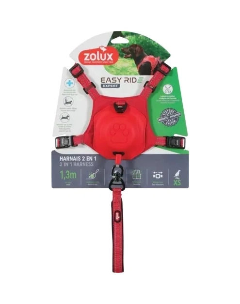 Zdjęcie: Szelki dla psa ze smyczą automatyczną Easyride XS czerwone ZOLUX