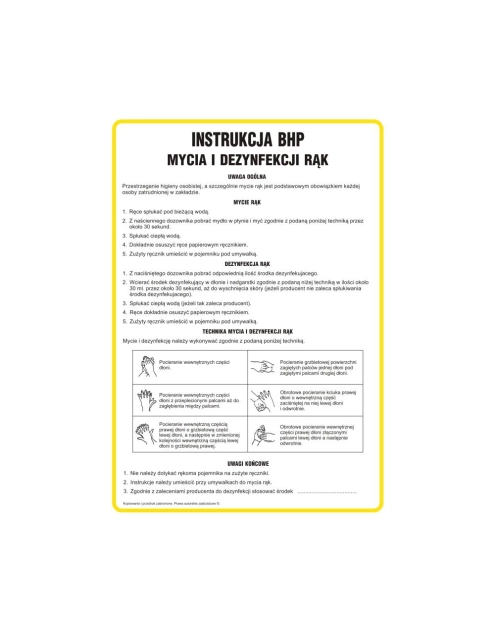Zdjęcie: Oznaczenie "Instrukcja mycia i dezynfekcji rąk" 24,5x35 cm płyta METRO