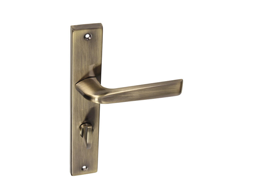 Zdjęcie: Klamka wewnętrzna Erba DH-87A szyld długi WC mosiądz antyczny GAMET BASIC LINE