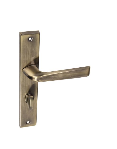 Zdjęcie: Klamka wewnętrzna Erba DH-87A szyld długi WC mosiądz antyczny GAMET BASIC LINE