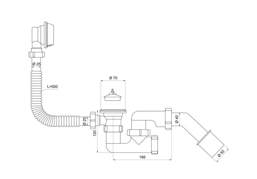 Zdjęcie: Syfon wannowy z korkiem i łańcuszkiem TYCNER