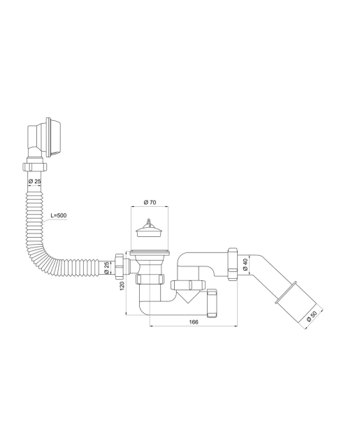 Zdjęcie: Syfon wannowy z korkiem i łańcuszkiem TYCNER