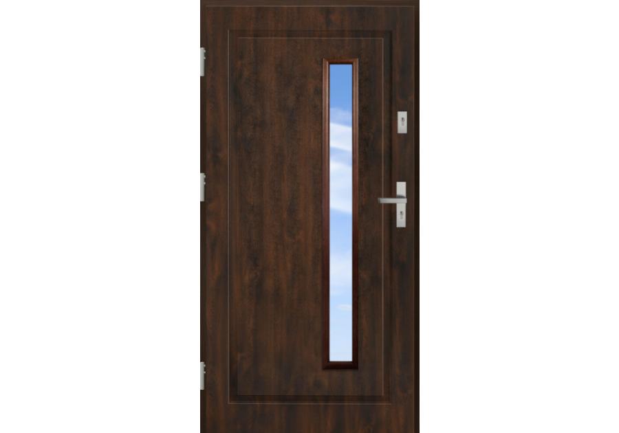 Zdjęcie: Drzwi zewnętrzne stalowo-drewniane Disting Mario 04B Orzech 100 cm lewe KR CENTER