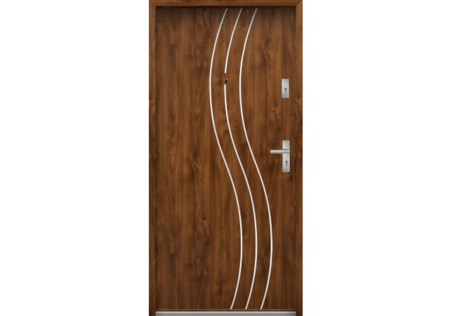 Zdjęcie: Drzwi wejściowe do mieszkań Bastion R-60 Dąb złoty 90 cm lewe OSPŁ KR CENTER