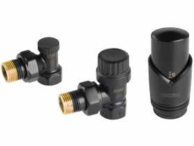 Zestaw termostatyczny kątowy czarny FERRO