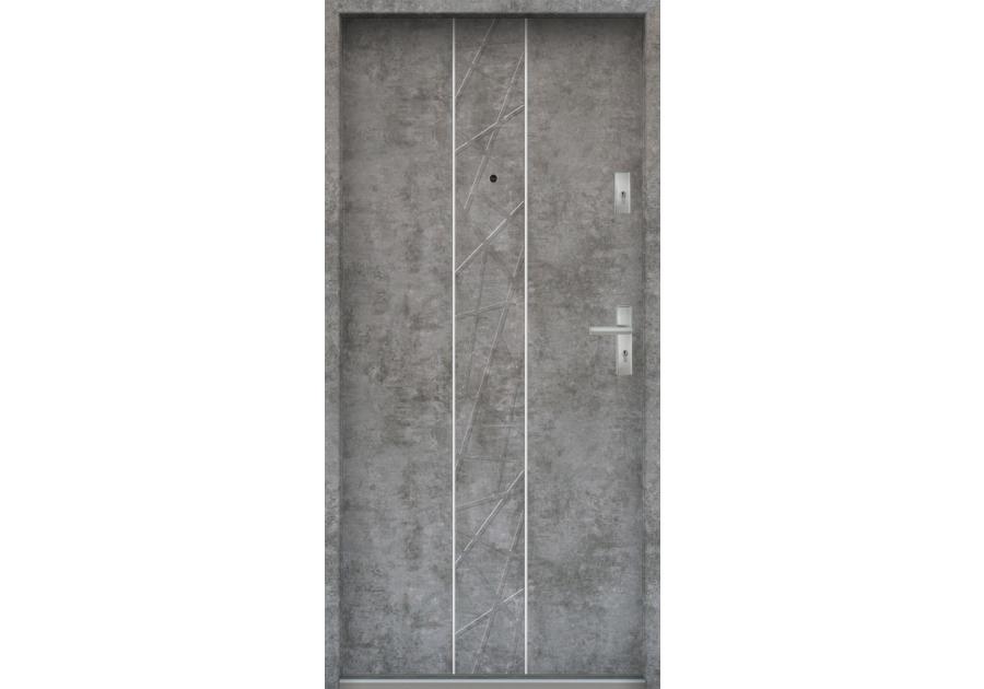 Zdjęcie: Drzwi wejściowe do mieszkań Bastion A-40 Beton srebrny 80 cm (NW) lewe ODR KR CENTER