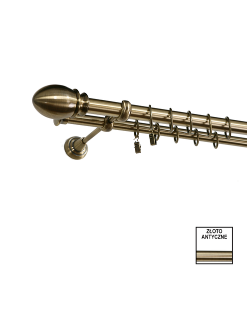 Zdjęcie: Karnisz podwójny Zeus fi 25 mm - 240 cm owal złoto KARWEL