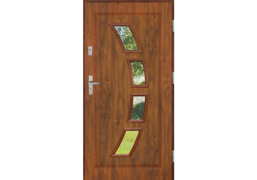 Zdjęcie: Drzwi zewnętrzne stalowo-drewniane Disting Mario 03 Dąb złoty 80 cm prawe KR CENTER
