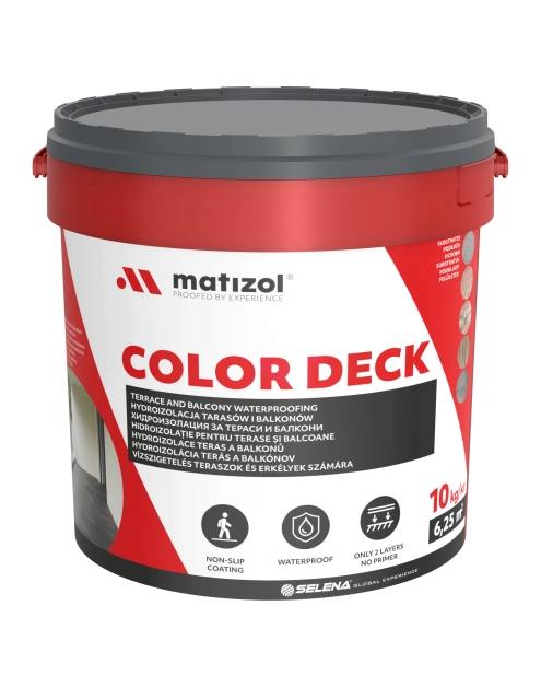 Zdjęcie: Hydroizolacja tarasów i balkonów Color Deck 10 kg szary MATIZOL
