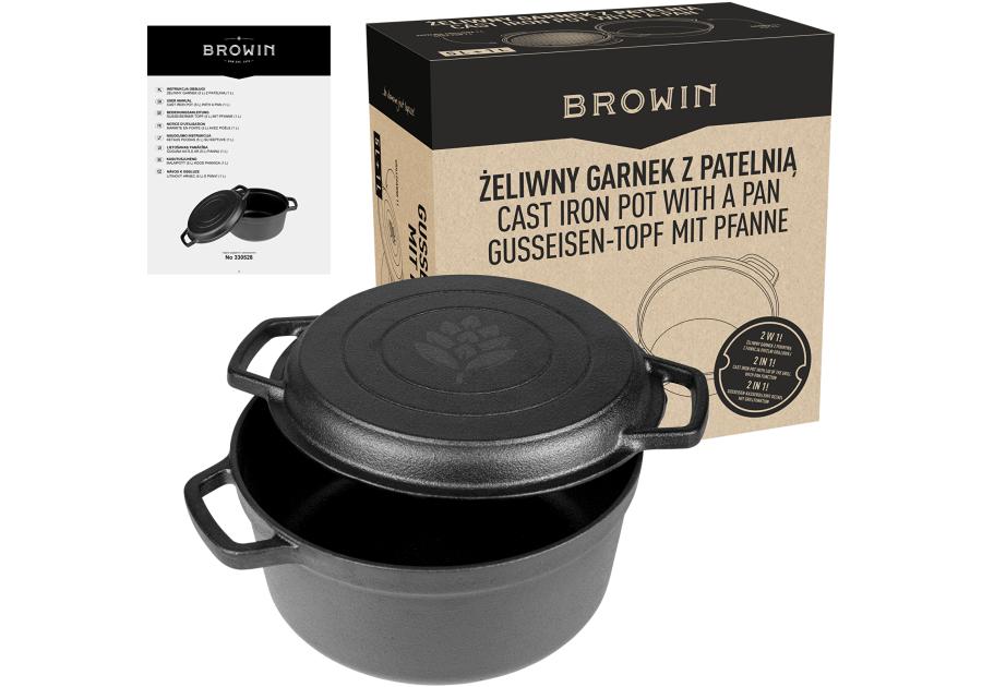 Zdjęcie: Garnek żeliwny z patelnią 5 L BROWIN