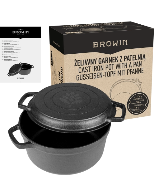 Zdjęcie: Garnek żeliwny z patelnią 5 L BROWIN