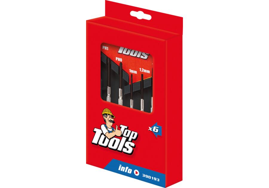 Zdjęcie: Wkrętaki precyzyjne, zestaw 6 sztuk TOP TOOLS