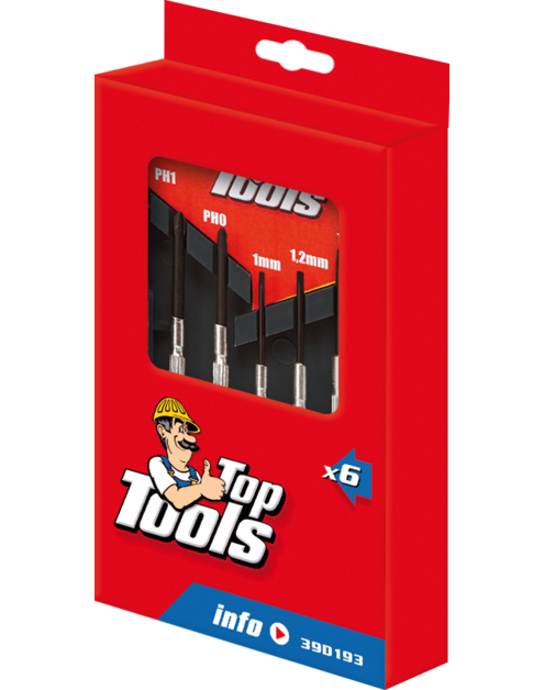 Zdjęcie: Wkrętaki precyzyjne, zestaw 6 sztuk TOP TOOLS