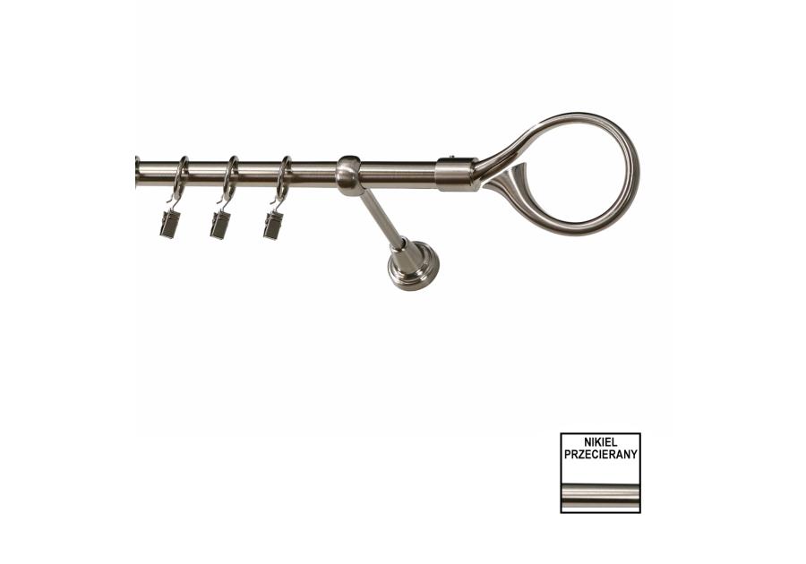 Zdjęcie: Karnisz pojedynczy Zeus fi 19 mm - 400 cm hak nikiel KARWEL