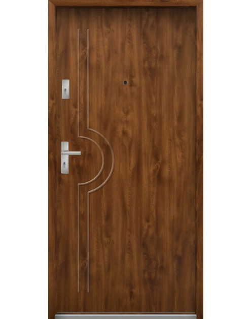 Zdjęcie: Drzwi wejściowe do mieszkań Bastion N-03 Dąb złoty 90 cm prawe ODO KR CENTER