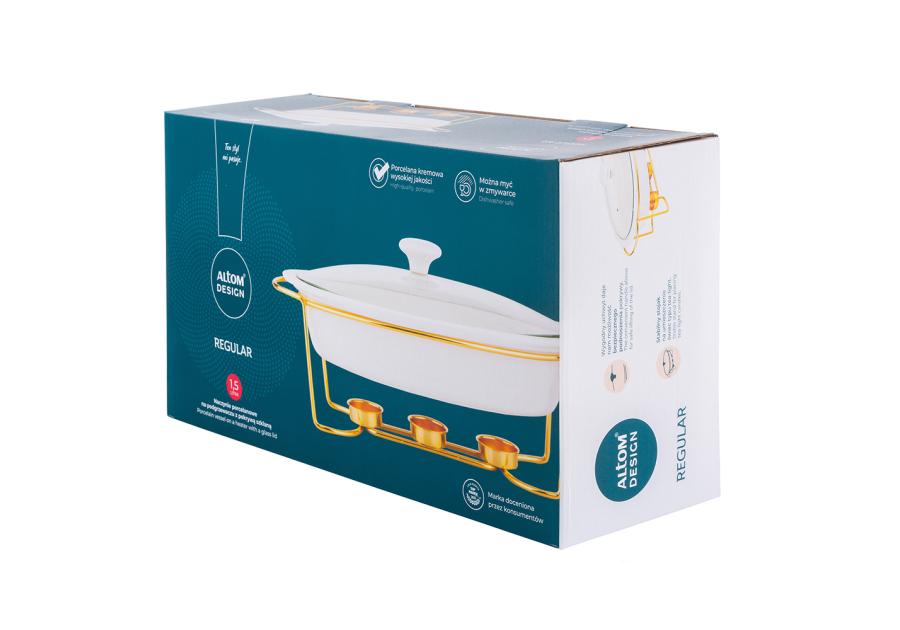 Zdjęcie: Naczynie do zapiekania Regular owalne 1500 ml na pogrzewaczu w kolorze złotym ALTOM DESIGN