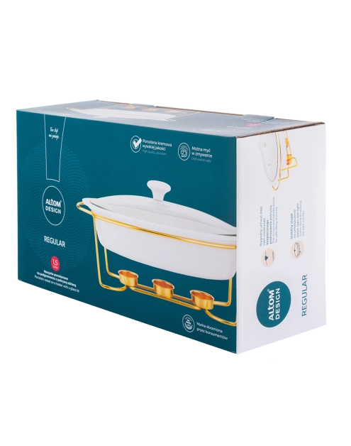 Zdjęcie: Naczynie do zapiekania Regular owalne 1500 ml na pogrzewaczu w kolorze złotym ALTOM DESIGN