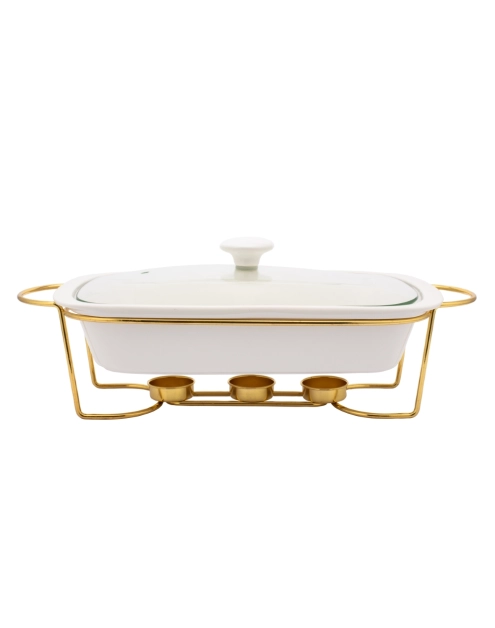 Zdjęcie: Naczynie do zapiekania Regular owalne 1500 ml na pogrzewaczu w kolorze złotym ALTOM DESIGN