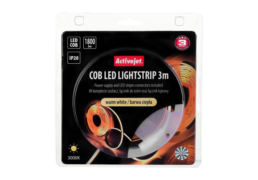Zdjęcie: Taśma LED COB 3 m z zasilaczem barwa ciepła IP20 ACTIVEJET