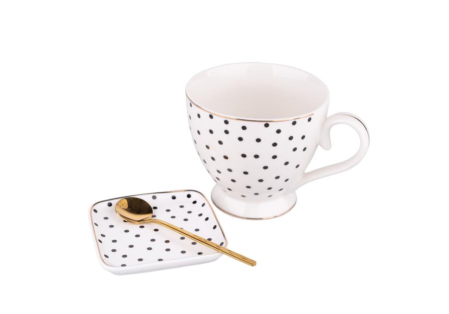 Zdjęcie: Filiżanka Jumbo nbc 350 ml z podstawką 10x10 cm i złotą łyżeczką, dekoracj.Dots modern nature ALTOM