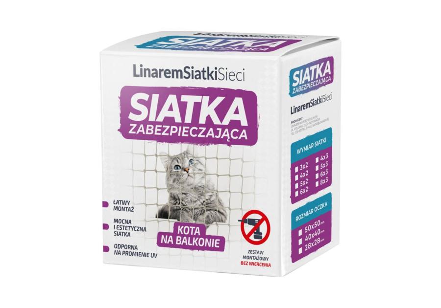 Zdjęcie: Siatka na balkon zabezpieczająca kota i przeciw ptakom 50x50 mm, 4x3 m METRO