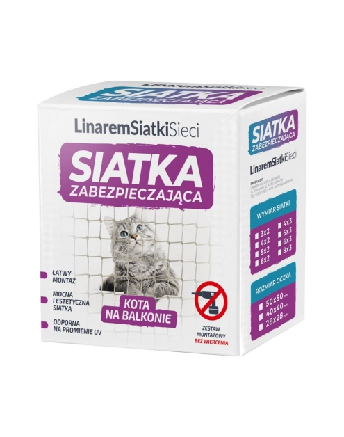 Zdjęcie: Siatka na balkon zabezpieczająca kota i przeciw ptakom 50x50 mm, 4x3 m METRO