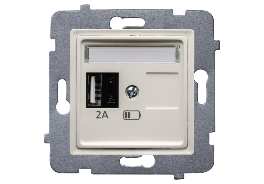 Zdjęcie: Ładowarka USB A (A-10 W) bez ramki Rosa ecru POLMARK