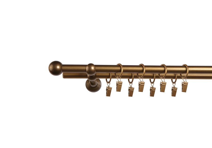 Zdjęcie: Karnisz podwójny Stop Cena zakończenie kula 16x16 mm stare złot160 cm MARDOM