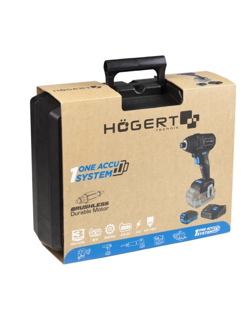 Zdjęcie: Zakrętarka udarowa bezszczotkowa 18 V zestaw HOGERT TECHNIK